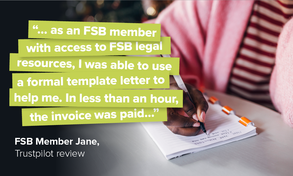 Debt recover endorsement from FSB member on Trustpilot